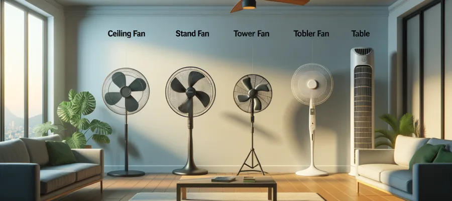 Ventilator Arten im Vergleich: Decken-, Stand-, Turm- und Tischventilatoren verstehen